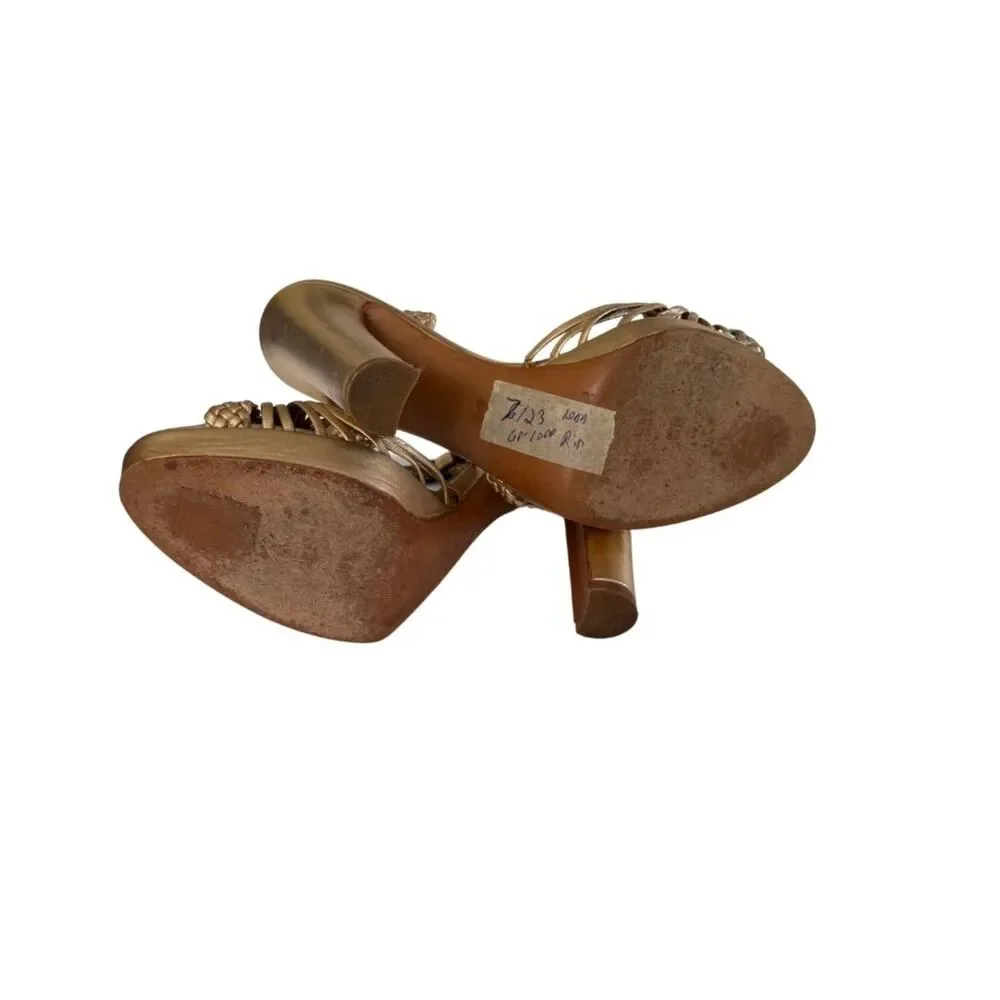 Moschino Cheap & Chic Gold Braided Block Heels Size 8